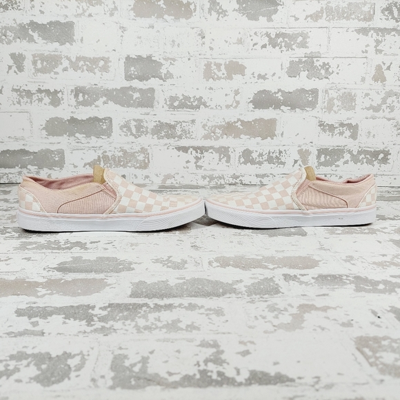 Vans Blush and Cream Checkered Slip-On Sneakers - Picture 7 of 13
